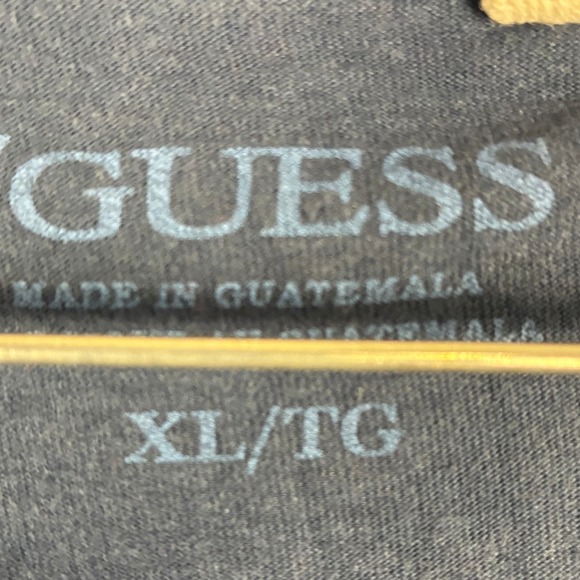 Guess Mens Navy Blue Striped V-Neck Graphic T-Shirt XL Eagle Logo X34I26K0060 - Picture 3 of 6